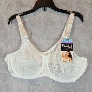 NWT Bali Womens Bra 40C Underwire Lace Full-Coverage White Natural Shaping
